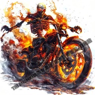 Handsome Skull Cycling Sticker Motorcycle Electric Vehicle Decorative Sticker Refrigerator Toilet Wa