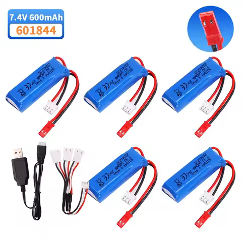 601844 7.4V 600mAh Lipo Battery for WLtoys K969 K979 K989 K999 P929 P939 RC Car Spare Parts 2s 7.4v 