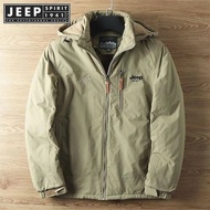 JEEP SPIRIT 1941 ESTD windproof waterproof jacket hiking hooded jacket windbreaker wool lined hooded