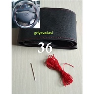 MERAH / Steering Wheel Cover Car Steering Wheel Cover W. Black red sewing size 36cm MBtech brand