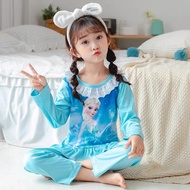 【READY STOCK MSIA】1-12yr old Girl Pajamas Frozen Elsa Sleepwear/ Baju Tidur Pajamas Princess Elsa【现货