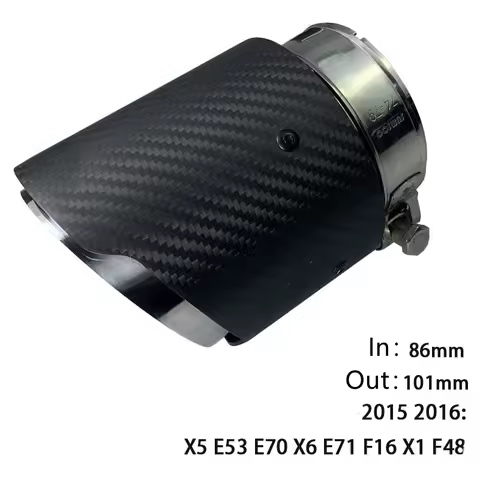 ID 86mm OD 101mm Car Twill Matte Carbon Fiber Exhaust Tip Muffler Tip For BM X5 E53 E70 X6 E71 F16 X