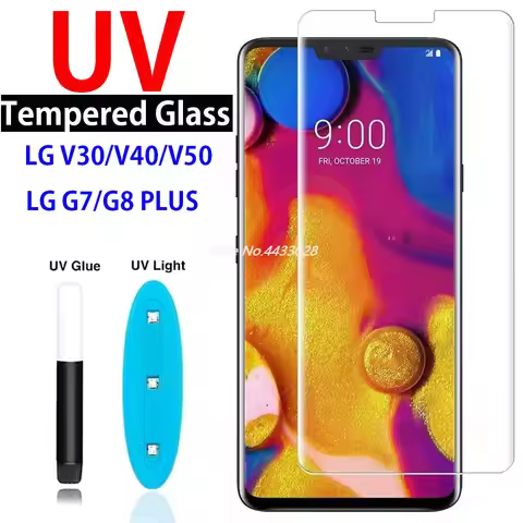 9D Curved UV Nano Liquid Tempered Glass For LG V30 V40 V50 Full Coverage UV glass Film For LG G7 G8 