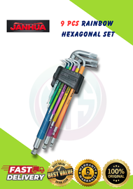 JANHUA ALLEN KEY 9Pcs MM Colorful Portable Extra Long Ball Point Hex Key Allen Key