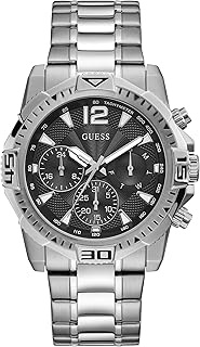 Guess Watch GW0056G1 Men's Wristwatch, Silver Tone/Black, NS, Watch GUESS, Fashion Watch, Quartz Watch