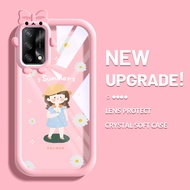Phone Case For OPPO A74 4G A95 4G F19 F19S Reno 6 Lite Camera Protective Case Little Monster Colorful Case Girls Summer Phone Case Transparent Shockproof HP Silicone Softcase