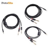 [PETSOLA] Breakout Cable 3.5mm 1/8 TRS to Dual 6.35mm 1/4 TS Premium Y Splitter Cable for CD Player 