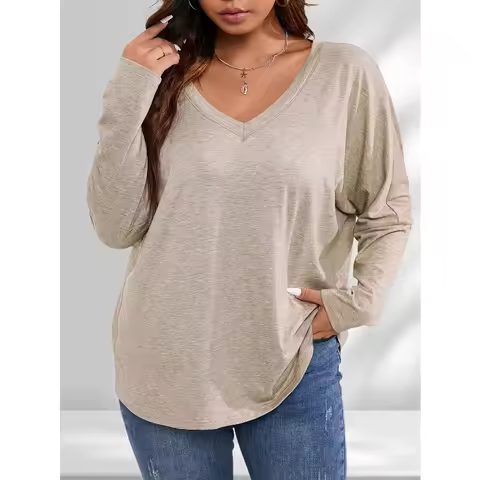 Plus Size 1XL-5XL Women's Pullover Long Sleeve T-shirt New Top Women Casual Tshirt Tshirts Woman