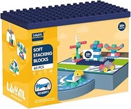 Soft Building Blocks for Little Kids. Compatible with Lego Duplo. 60 Pieces and Base for Building