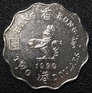 8香港貳圓 1990年 女王頭二元 香港舊版錢幣 紅銅 硬幣 $9