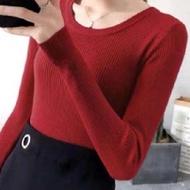 mimi&didi เสื้อสีแดงไหมพรมคอกลมแขนยาว เสื้อสเวตเตอร์ แฟชั่นสไตล์เกาหลี ผ้าพรีเมี่ยม#905