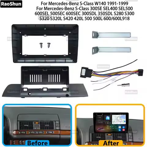 Car Frame Fascia Android Radio Dash Fitting Panel Kit For Mercedes-Benz S-Class W140 3 S280 S300 S32