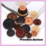 [20pcs] Classic Wooden Button / Butang Kayu 4 Lubang / Butang baju Kurta