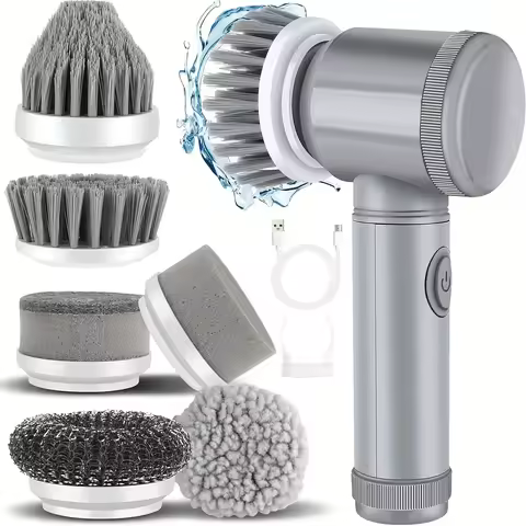 Electric Spin Scrubber Cordless Spin Scrubber with 6 Replaceable Brush Heads Electric Cleaning Brush