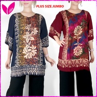 JUMBO Plus Size Batik Short Sleeve Blouse Wanita Baju Batik Perempuan Batik Lukis Baju Kaftan