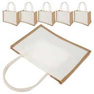 6Pcs Burlap Tote Bag Eco-Friendly Burlap Bags Portable Burlap Beach Tote Bags Reusable Jute Tote Bag