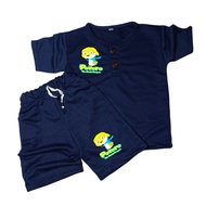 setelan anak kiano kancingan gambar pororo usia 1-5 tahun set baju anak laki-laki perempuan