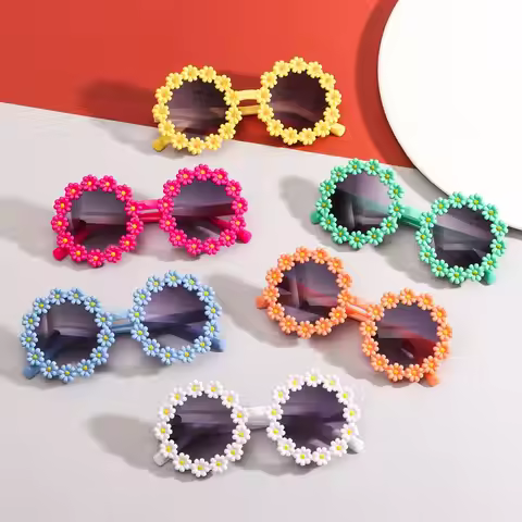 Kids Flower Sunglasses Children Round Daisy Sun Glasses Outdoor Sun Protection Eyewear Festival Part