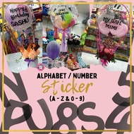 Sticker A to Z 0 to 9 Bobo Balloon or Foil Balloon 10 inch Sticker Set A to Z 0 to 9
