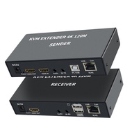 4K 120M HDMI KVM Extender ผ่านสายเคเบิล Rj45 Cat5e Cat6 Ethernet สนับสนุนเครื่องสกัดเสียง 3.5 มม. แป