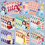 8PCS Princess Puzzle Stickers - Original Parent-Child Interactive Educational Cartoon "Make a Face" 