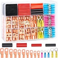 Twidec/180PCS Battery Cable Ends AWG 2 4 6 8 10 12 14 16 Gauge Copper Cable Wire Lugs,Ring Terminals