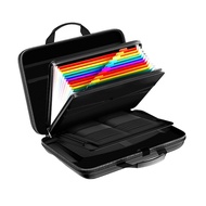 Fireproof Document Box Hard Case Fireproof File Organizer with Lock and 13 Pocket Accordion File Fol