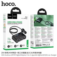 Hoco Z64 240W Car Charger Extender With On-Off Button And LCD Display 95 cm Long Cable