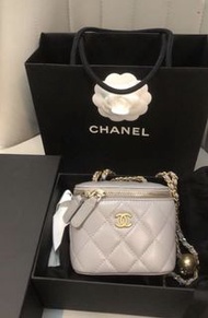 Chanel Vanity Mini Bag灰色金球盒子