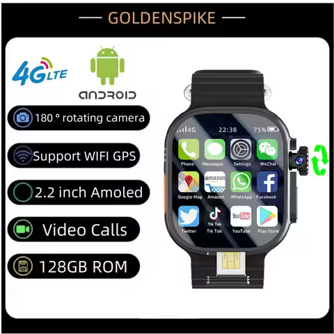 DW99 S10 Ultra MAX Smartwatch 4G Android 10.0 180° Rotating camera WiFi GPS SIM card 2.2 Inch Amoled
