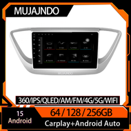 MUJAJNDO 9นิ้วสำหรับ Hyundai ACCENT 2019-2024 Android15 32 64 128 256GB เฮดยูนิตคำสั่งเสียง Carplay