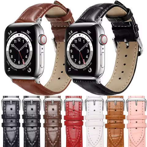 Watchband for Apple Watch 6 5 4 SE Band Business Geniune Leather Bracelet 44mm 40mm 46mm 38mm Strap 