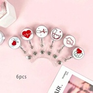 1/6pcs Retractable Badge Reel With Cord, Suitable For Office Workers, Doctors And Nurses, Badge Hold