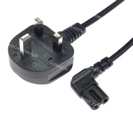 UK British 3-prong to Figure 8 C7 Right Angled Singapore Malaysia AC Power Cord Cable Lead for TV Pr