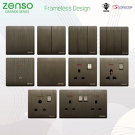 [SIRIM] ZENSO Switch-Grande Series （ Hairline Black）Frameless Switch & Sockets Suis Rumah Lampu
