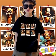 COD baju tshirt budak Tung Tung Tung Sahur graphic  white Short Sleeve casual tops 100-150cm