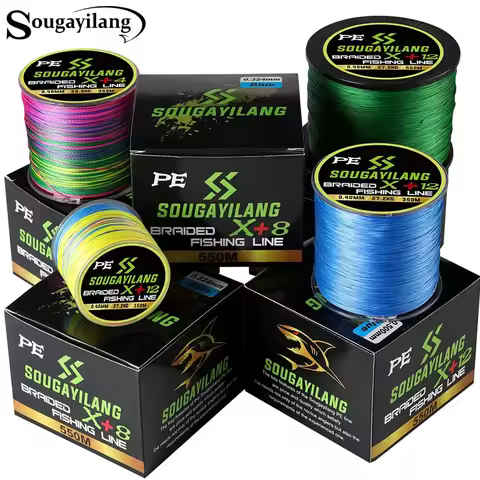 Sougayilang Fishing Line 550M 350M 150M Multicolour PE Braided Wire X4/X8/X12 Strand Super Strong Mu