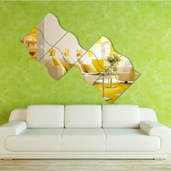 6pcs DIY Wave Stereoscopic Mirror Wall Sticker Housing Decoration for TV Background