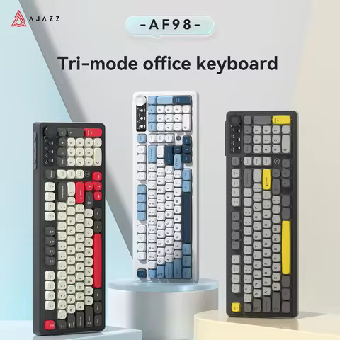 AJAZZ AF98 Tri-Mode Wired/Wireless/Bluetooth 98-Key Hot-Swappable ABS Keycap Office & Gaming Membran