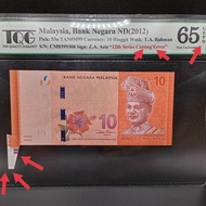 Collectibles for TQG65GEPQGraded Error Cutting CM8399308 UNC 100%New Malaysia Siri 12 RM10 Zeti (1pc