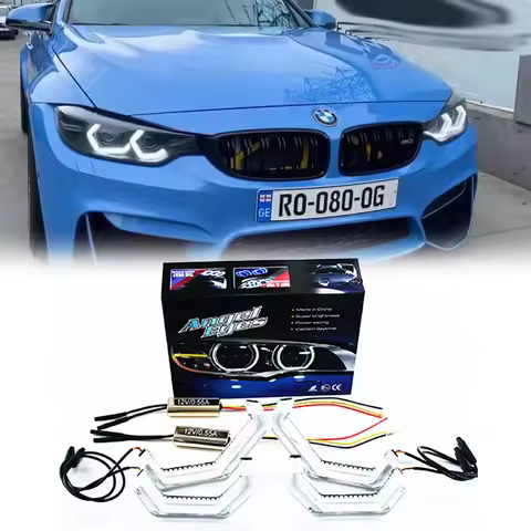 4Pcs Canbus LED Crystal Headlight Angel Eyes Halo Ring Kits For BMW E81 E82 E83 E87 E88 E90 E91 E92 