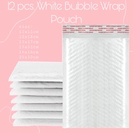 12 PCS. WHITE BUBBLE WRAP POUCH OR ENVELOPE 11x11cm, 12x18cm, 13x17cm, 15x21cm, 16x16cm, 20x30cm