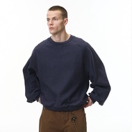 Batwing Sleeve Horizontal Weave Sweatshirt25Winter New American Street Style Lazy Feel Crew Neck Fle