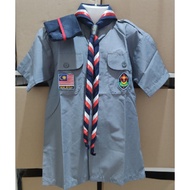 PENGAKAP SEKOLAH RENDAH LENGAN PENDEK Baju uniform + skaf + topi Pengakap