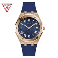 Guess Asset Mens Blue Rose Gold Tone Analog Watch