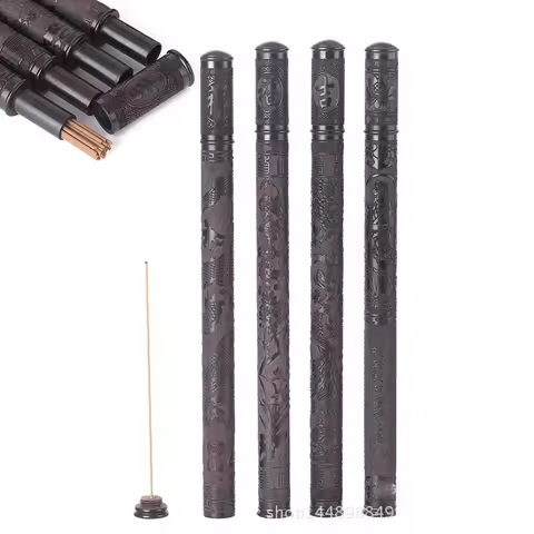 Factory Ebony Incense Tube Wooden with Incense Holder Cover for 21cm Sticks Carved Insence Burner Bu
