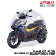 NVX 155 V3 ABS AEROX 100% ORIGINAL BODY COVER SET WITH GRAPHIC STICKER STRIPE TAMPAL NAVY MUSTARD D1