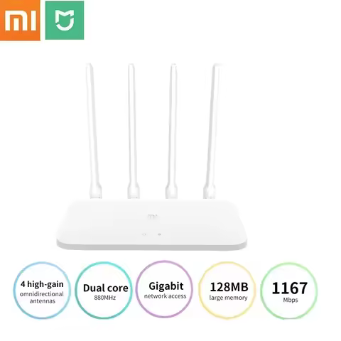 Xiaomi router 4a gigabit edition 1000m 5ghz 2,4 ghz wifi rom 16mb ddr3 64mb 128mb high gain 4 antenn