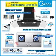 Midea Hood MCH-90V71 Cooker Hood / Midea Built-in Hob MGH-8216SS 72cm Stainless Steel Body Gas Hob