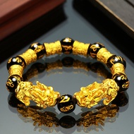 Vietnam Sand Gold Pixiu Bracelet Men Women 3d Hard Gold 999 Obsidian Jewelry 9.23 B